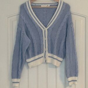 Altar’d State Small 90s Crop Cardigan 
Preppy Tennis Collegiate Chunky Academia